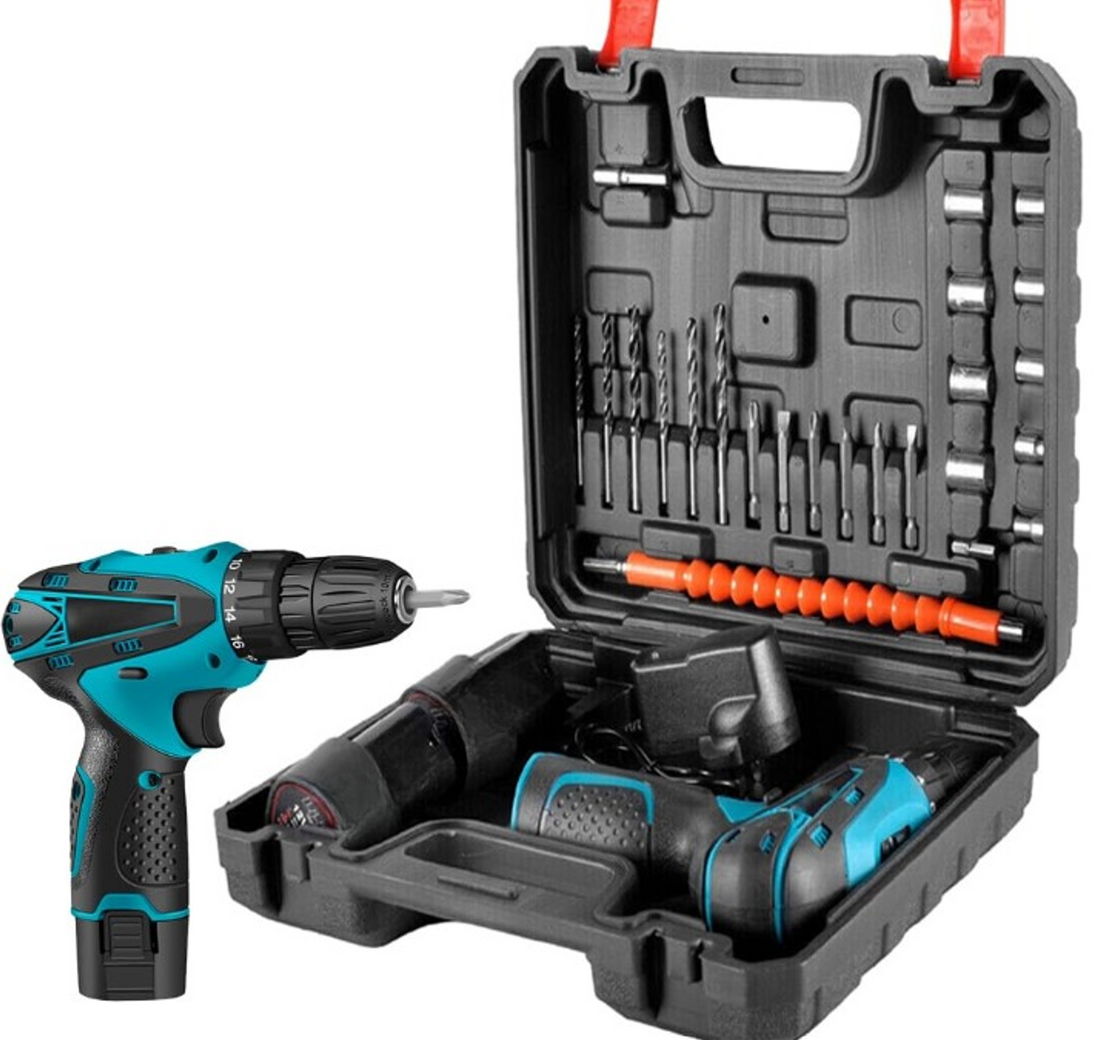 Bormasina Electrica, Cu 2 Acumulatori 24V, 24 Accesorii + Geanta De Transport CADOU