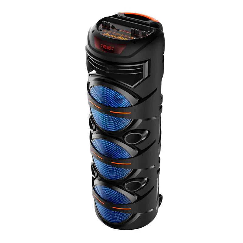 Boxa Portabila ZQS8221, 3 Difuzoare X 8inch, 94 Cm, 400w PMPO, Microfon Wireless, Bass Puternic, Leduri, Telecomanda