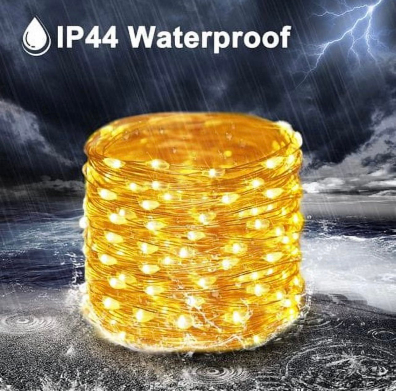 Ghirlanda Luminoasa Solara din Cupru 30M, cu 300 MiniLED-uri, 8 Programe, telecomanda