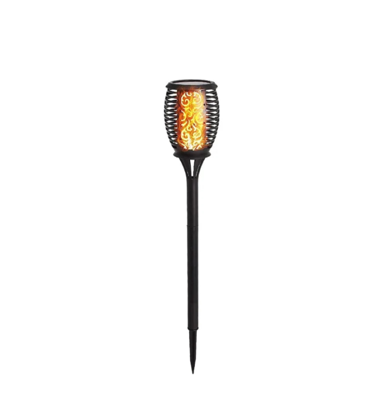 Lampa solara cu efect de flacara tip tarus - 33 LED-uri, 58.5 x 10 cm, negru engross