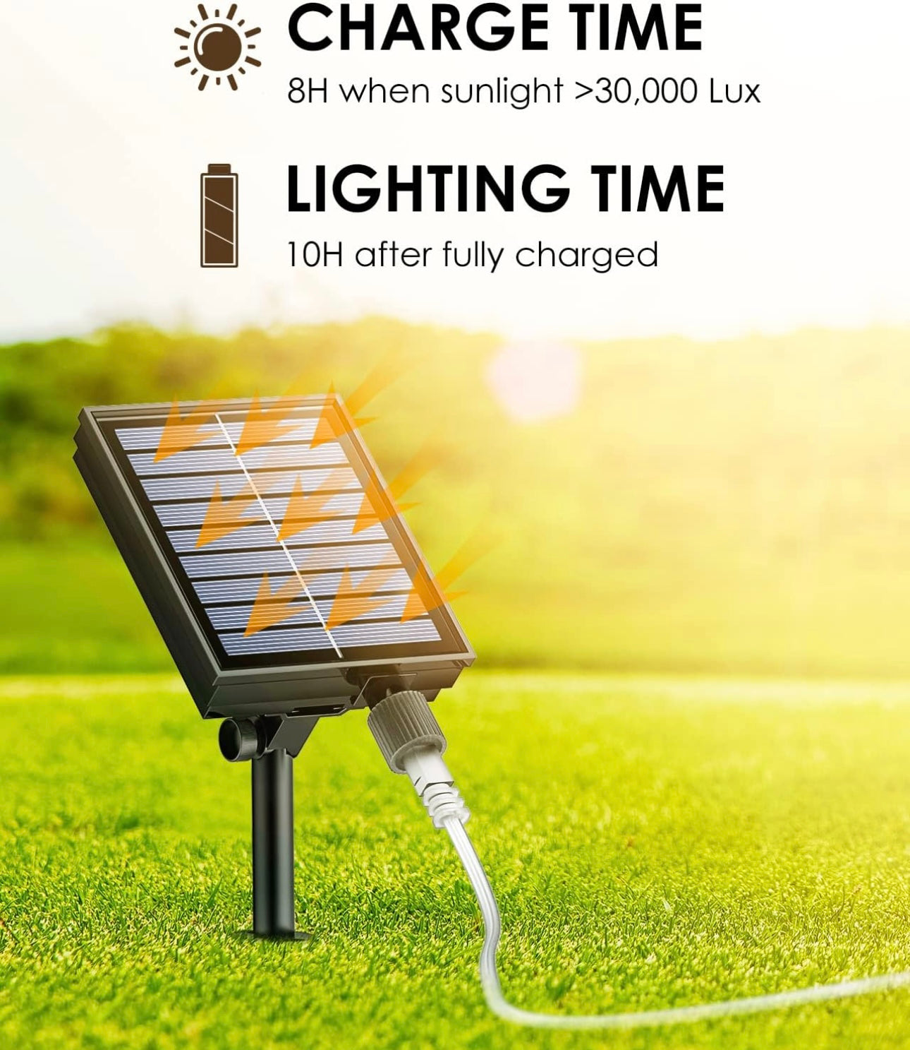 Ghirlanda Luminoasa Solara din Cupru 30M, cu 300 MiniLED-uri, 8 Programe, telecomanda