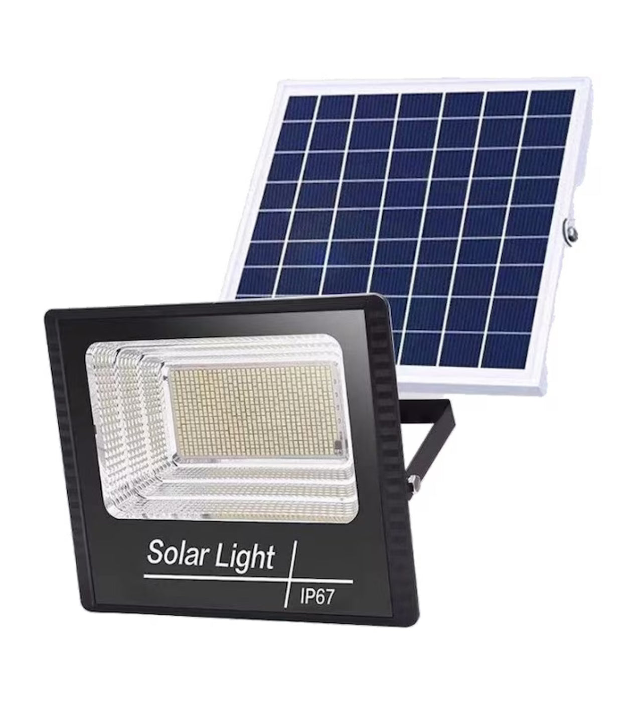 Lampa solara de exterior 200W, Proiector cu 54 LED SMD, cu Telecomanda si senzor lumina, panou solar inclus engross