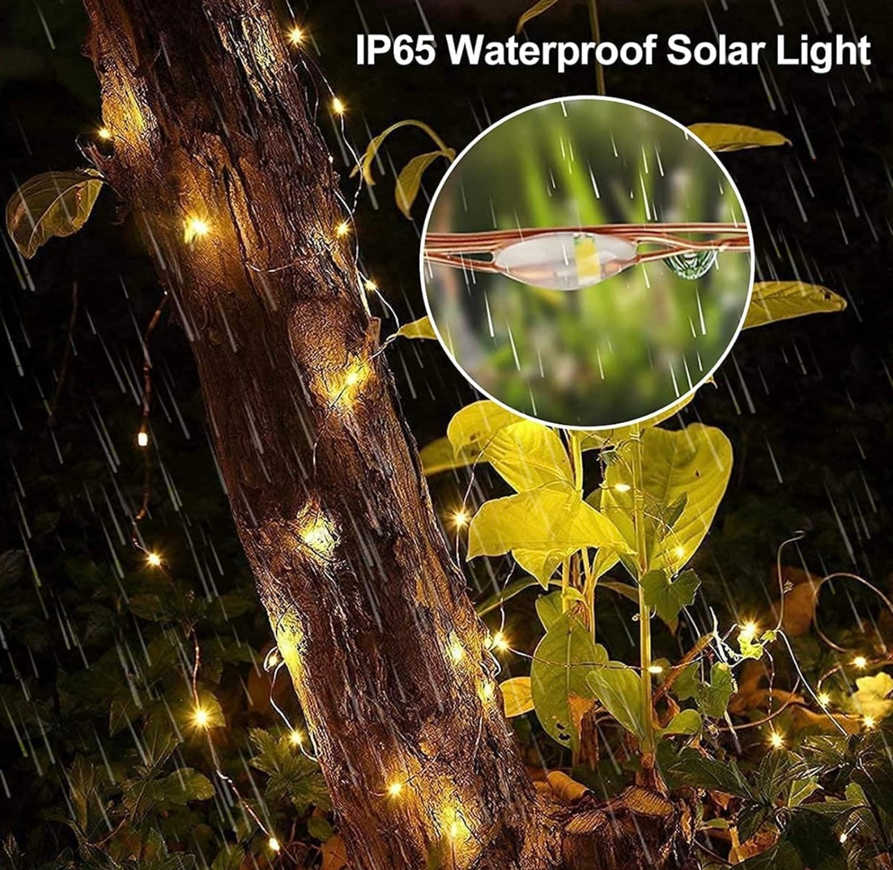 Ghirlanda Luminoasa Solara din Cupru 30M, cu 300 MiniLED-uri, 8 Programe, telecomanda