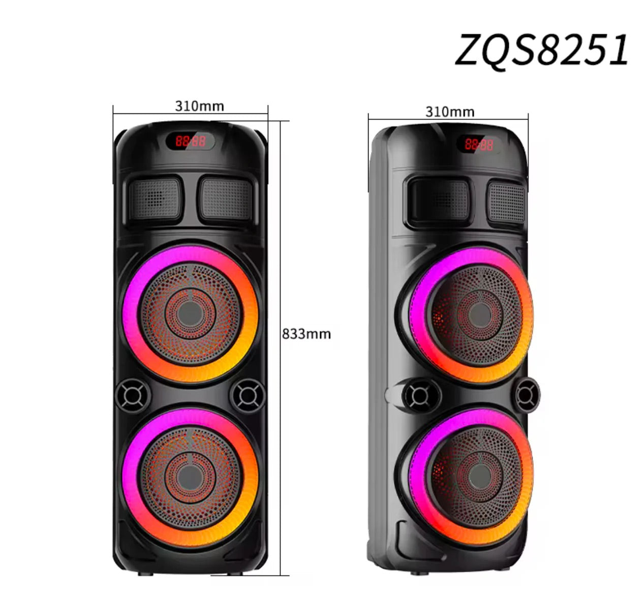 Boxa Portabila DR 8839, Cu 2 Difuzoare De 8,5 Inch ,83 Cm, Card, Radio FM, Microfon, Telecomanda Si Lumini, Negru