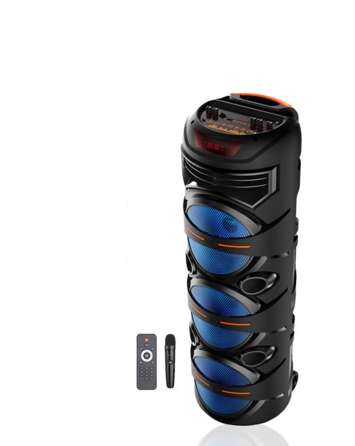 Boxa Portabila ZQS8221, 3 Difuzoare X 8inch, 94 Cm, 400w PMPO, Microfon Wireless, Bass Puternic, Leduri, Telecomanda