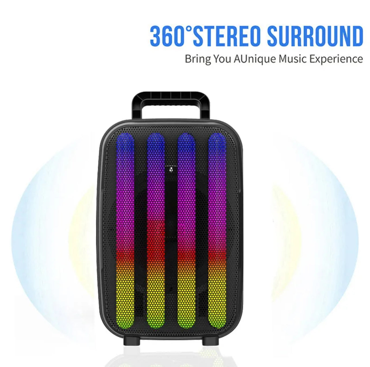 Boxă Portabilă Wireless Bluetooth cu Sunet Surround și Lumini LED - Difuzor de 8 Inch pentru Experiențe Audio Premium în Aer Liber, Engross