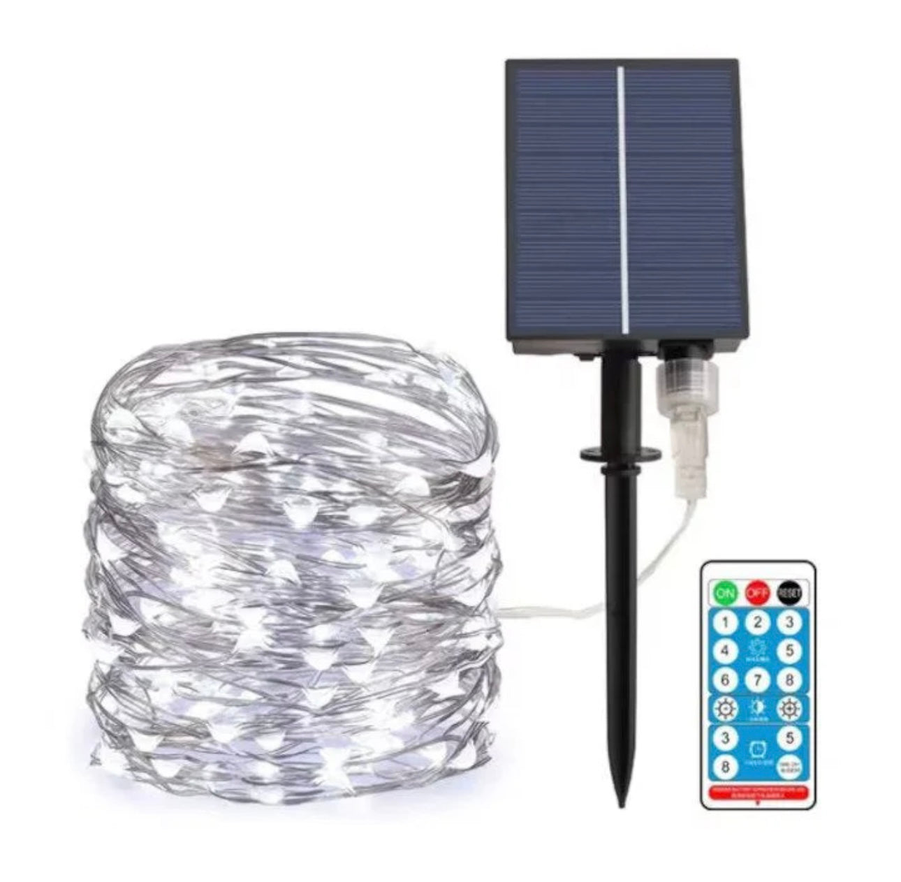 Ghirlanda Luminoasa Solara din Cupru 30M, cu 300 MiniLED-uri, 8 Programe, telecomanda
