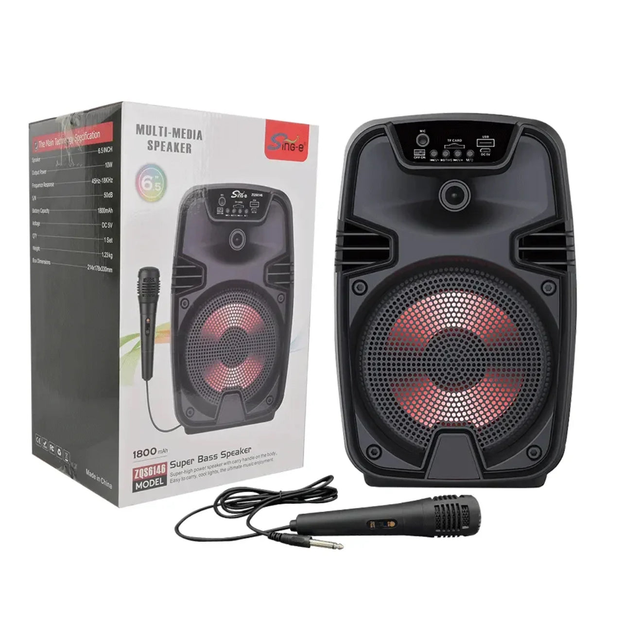 Boxă Bluetooth Portabilă ZQS6146 cu Lumini LED Colorate și Telecomandă Engross