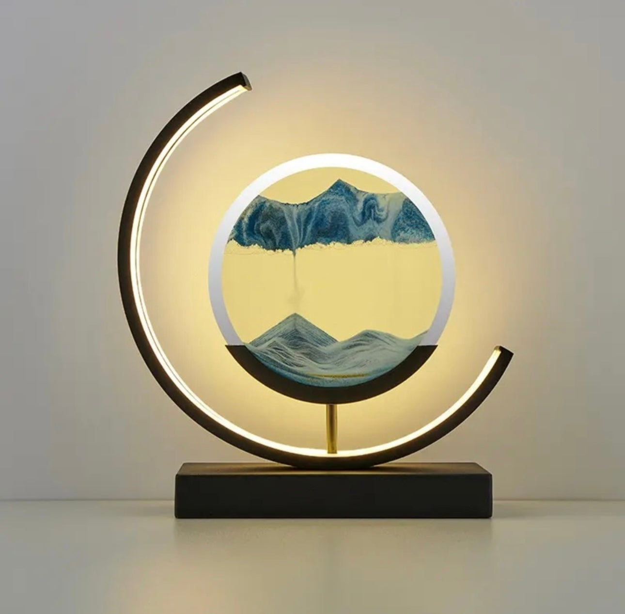 Lampa tip clepsidra cu nisipuri miscatoare, decorativa, 3D dinamica, albastru