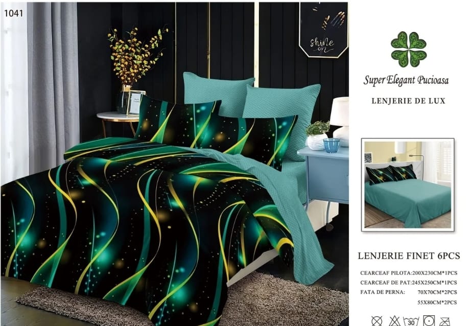 Lenjerie de Pat Finet, 6 Piese, Super Elegant Pucioasa