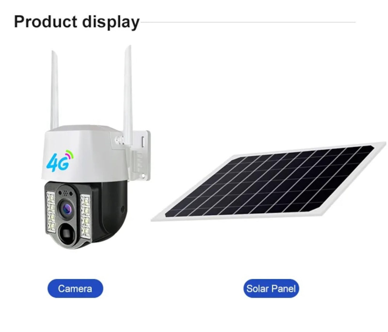 Camera Supraveghere portabila acumulatori inclusi de 8000mah, cu SIM, conexiune 4G, 3MP 2048 x 1536 si panou solar, intelligent tracking, PTZ, Micro SD, Rotire, Alarma miscare, Interior & Exterior,EN GROSS