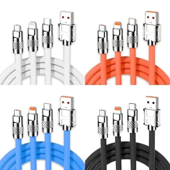 CABLU DATE 3 in 1 SILICON GROS 1.2 M 4091 DIVERSE CULORI ENGROSS