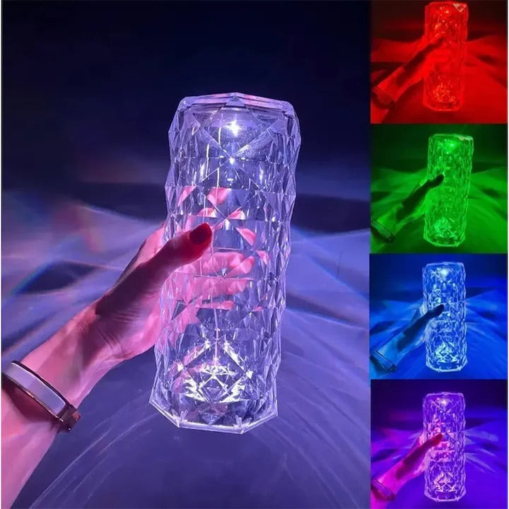 Lampa Luminoasa led Efect Cristal, 3 Lumini Albe, 16 Lumini RGB, Telecomanda Inclusa, Control Tactil, Reincarcabila pentru Dormitor, Birou, Bucatarie, Camping-engross