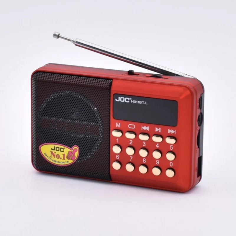 Radio FM reincarcabil, USB, Micro SD, Aux, Rosu/Negru engross