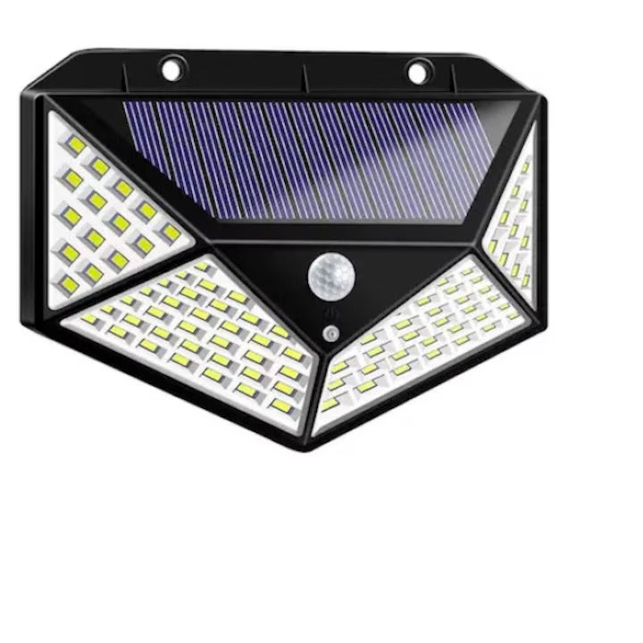 Lampa Solară 100 LED-uri cu Senzor de Mișcare, Model Nou, Rezistentă la Apă, 3 Moduri de Iluminare, Autonomie Mare - Ideală pentru Grădină și Spații Exterioare” engross