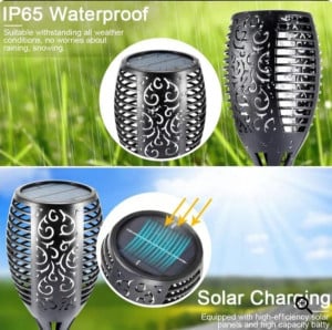 Set 5 x Lampa solara led, tip torta cu efect flacara