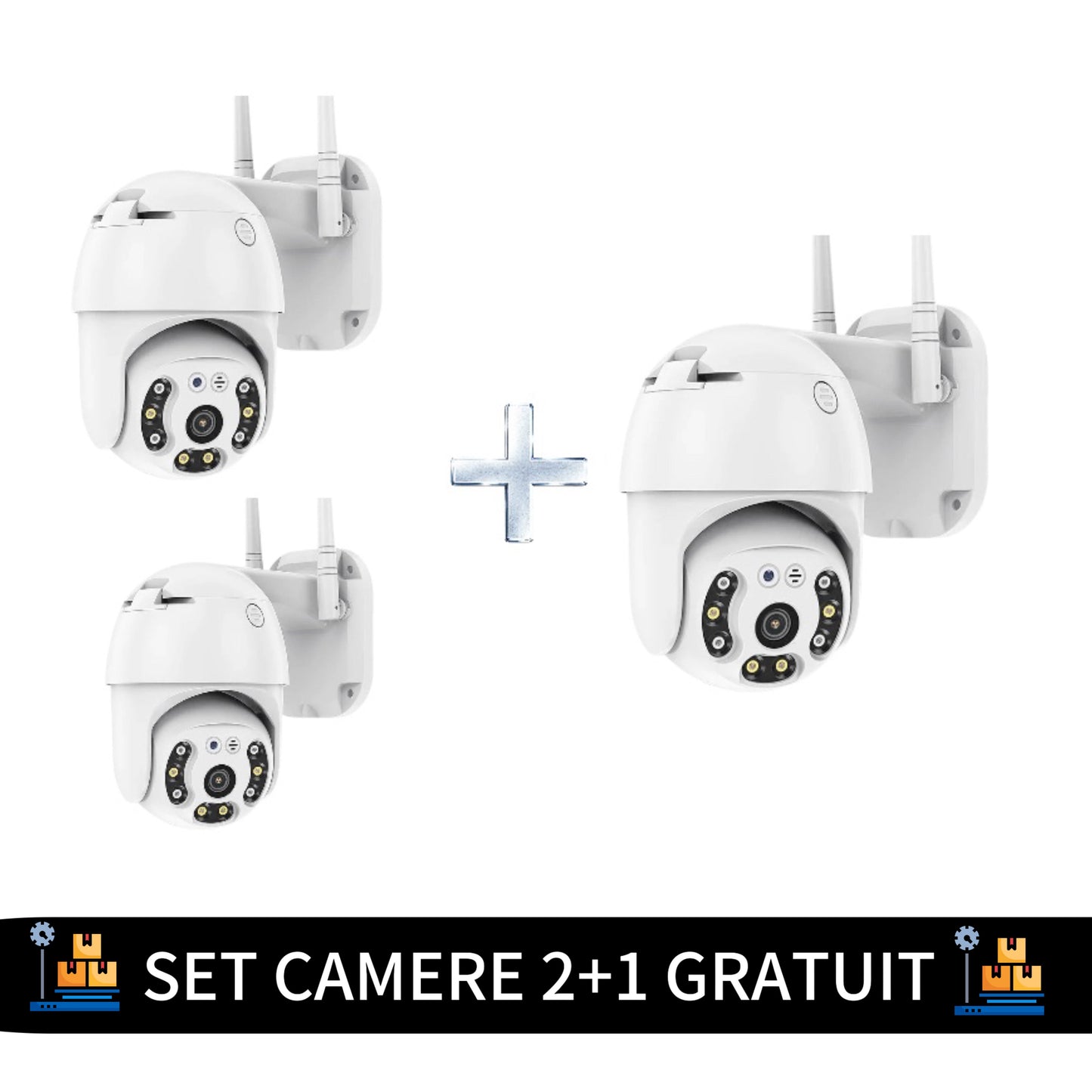 SET X3 CAMERE DE SUPRAVEGHERE WIFI, 5MP, FULL HD, VEDERE COLOR NOAPTEA, MICRO SD , ROTIRE 360, DETECTIE FORMA UMANA
