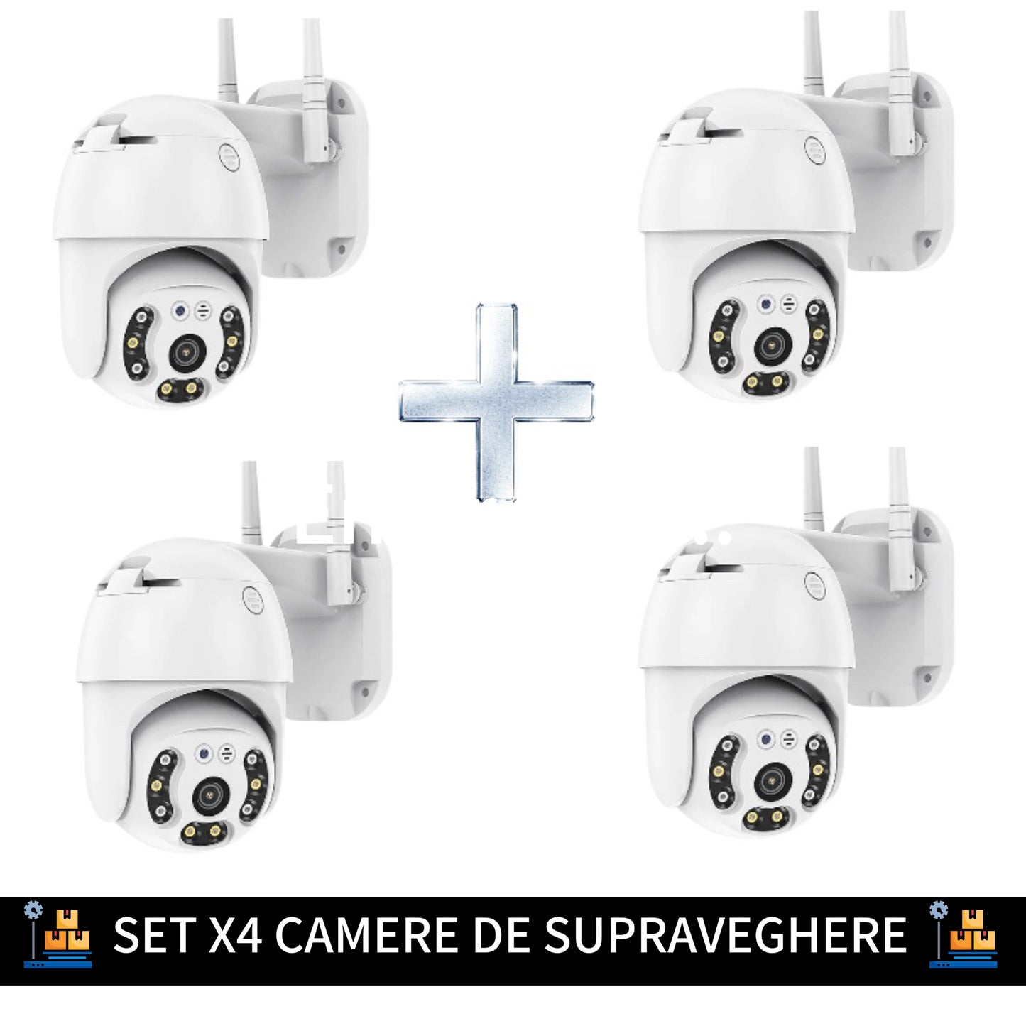 SET X4 CAMERE DE SUPRAVEGHERE WIFI, 5MP, FULL HD, VEDERE COLOR NOAPTEA, MICRO SD , ROTIRE 360, DETECTIE FORMA UMANA