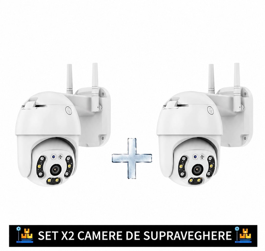 SET X2 CAMERE DE SUPRAVEGHERE WIFI, 5MP, FULL HD, VEDERE COLOR NOAPTEA, MICRO SD , ROTIRE 360, DETECTIE FORMA UMANA
