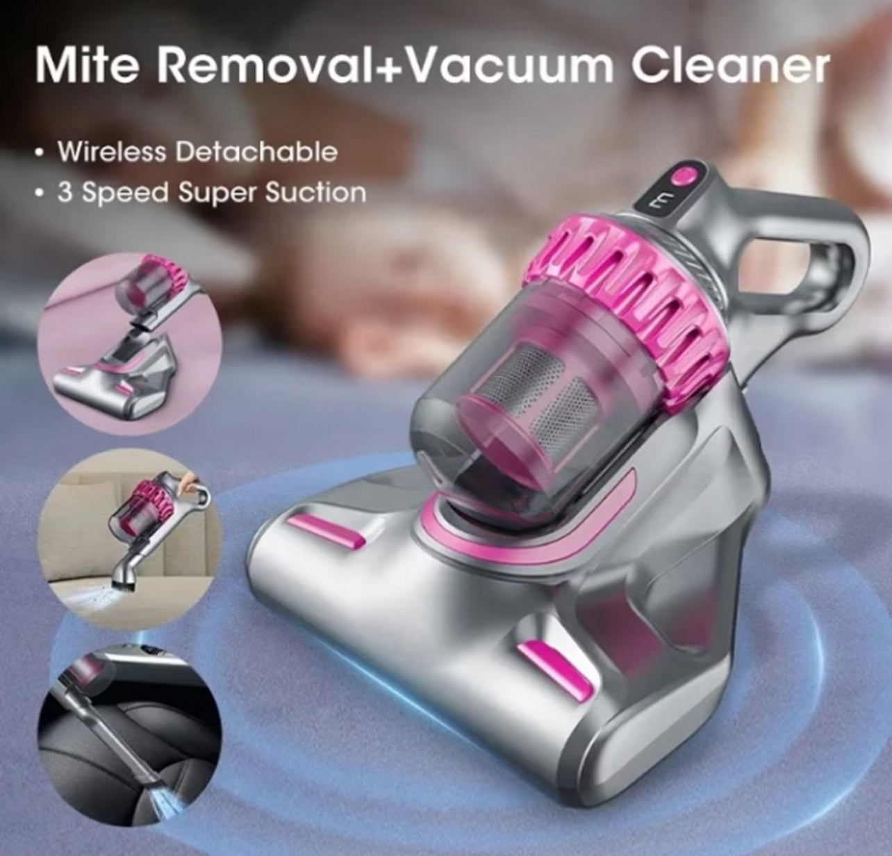 Aspirator de mana,wireless, igienizare profunda, usor si manevrabil, 10000Pa, cu 8000 de vibratii pe minut