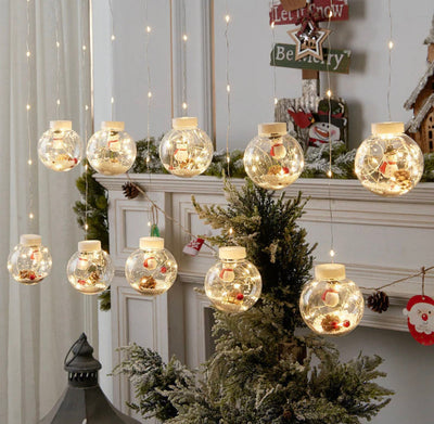 Instalatie tip globuri cu LED si figurine, 10 globuri, 3 m