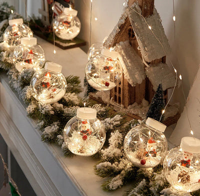 Instalatie tip globuri cu LED si figurine, 10 globuri, 3 m