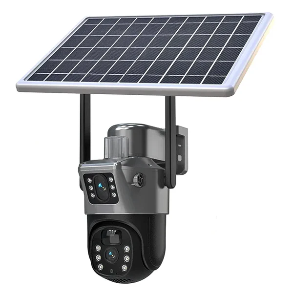 Camera De Supraveghere Cu Panou Solar,4G,Senzor De Miscare,Lentile Duble,4G HD 8MP