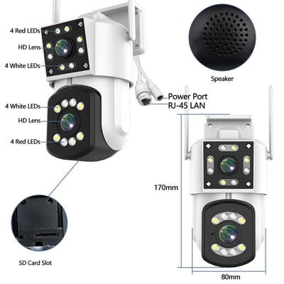 CAMERA DUBLA DE SUPRAVEGHERE WIFI 365°, BIDIRECTIONALA
