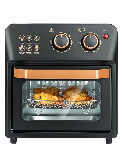 Friteuza cu aer cald retro, Seliing Depot®, cuptor electric cu prajitor de paine, cuptor cu convectie de 12 l pentru casa, tehnologie de circulatie a aerului la 360°