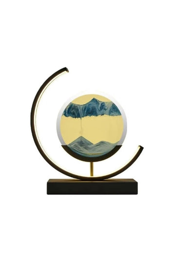 Lampa tip clepsidra cu nisipuri miscatoare, decorativa, 3D dinamica, albastru