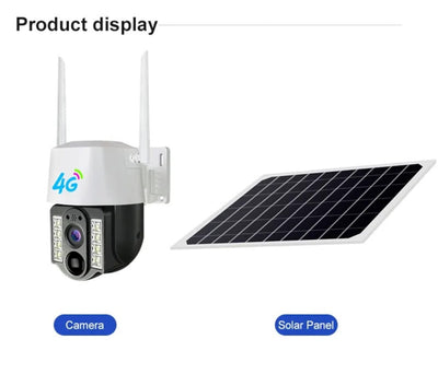 Camera Supraveghere portabila acumulatori inclusi de 8000mah, cu SIM, conexiune 4G, 3MP 2048 x 1536 si panou solar, intelligent tracking, PTZ, Micro SD, Rotire, Alarma miscare, Interior & Exterior,EN GROSS