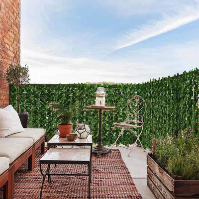 Gard artificial verde cu frunze, 300x100cm