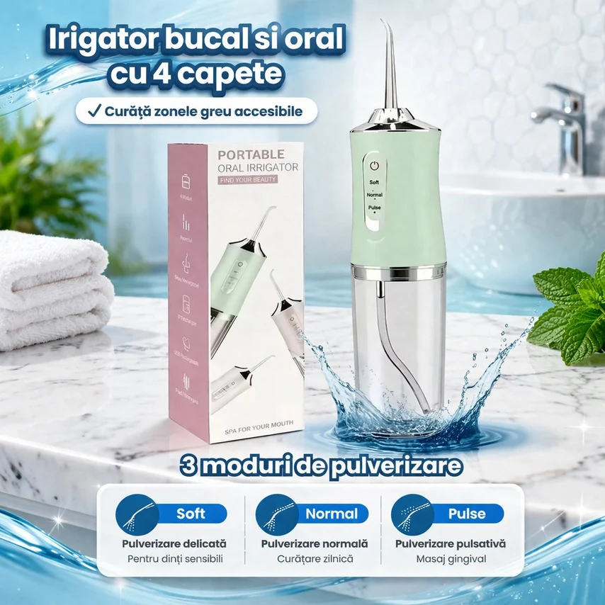 Irigator bucal și oral cu 4 capete